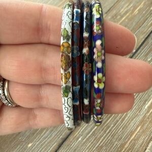 Floral Cloisonné Bangle Set